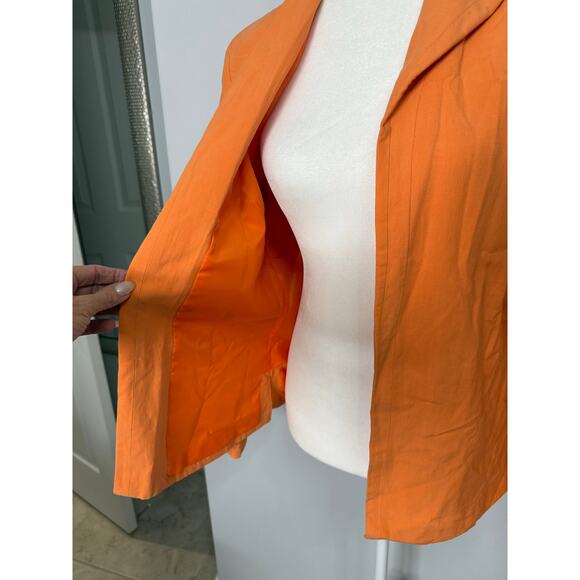 Coldwater Creek Silk Linen Blend open cardigan blazer orange Medium - Picture 3 of 9